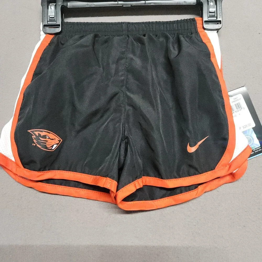 Nike Oregon State Beavers Youth Shorts Black Orange Size 4-6X 100% Polyester Fit